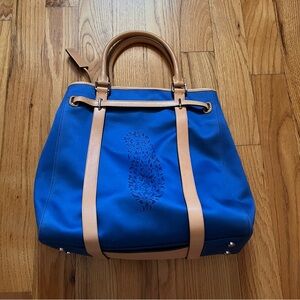 TUMI Blue and Tan Tote Handbag
